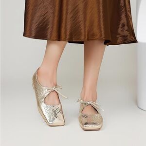 (A6) TEAIEUI Women's SquareToe Ballet Shoes with Bow Mary Jane, Dift Sizes 7,8,9